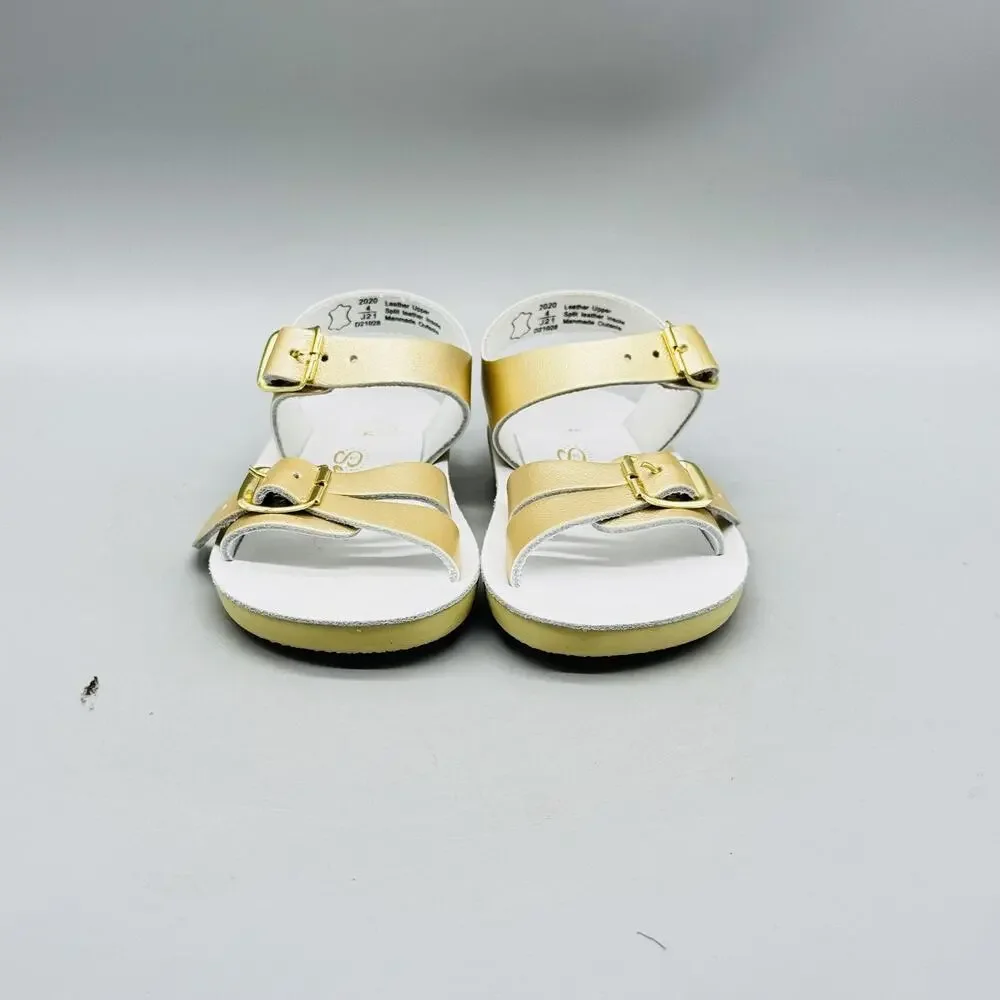 Sun San Sandal Girls 4c Gold Leather Sea Wee Ankle Buckle Strap Toddler Baby